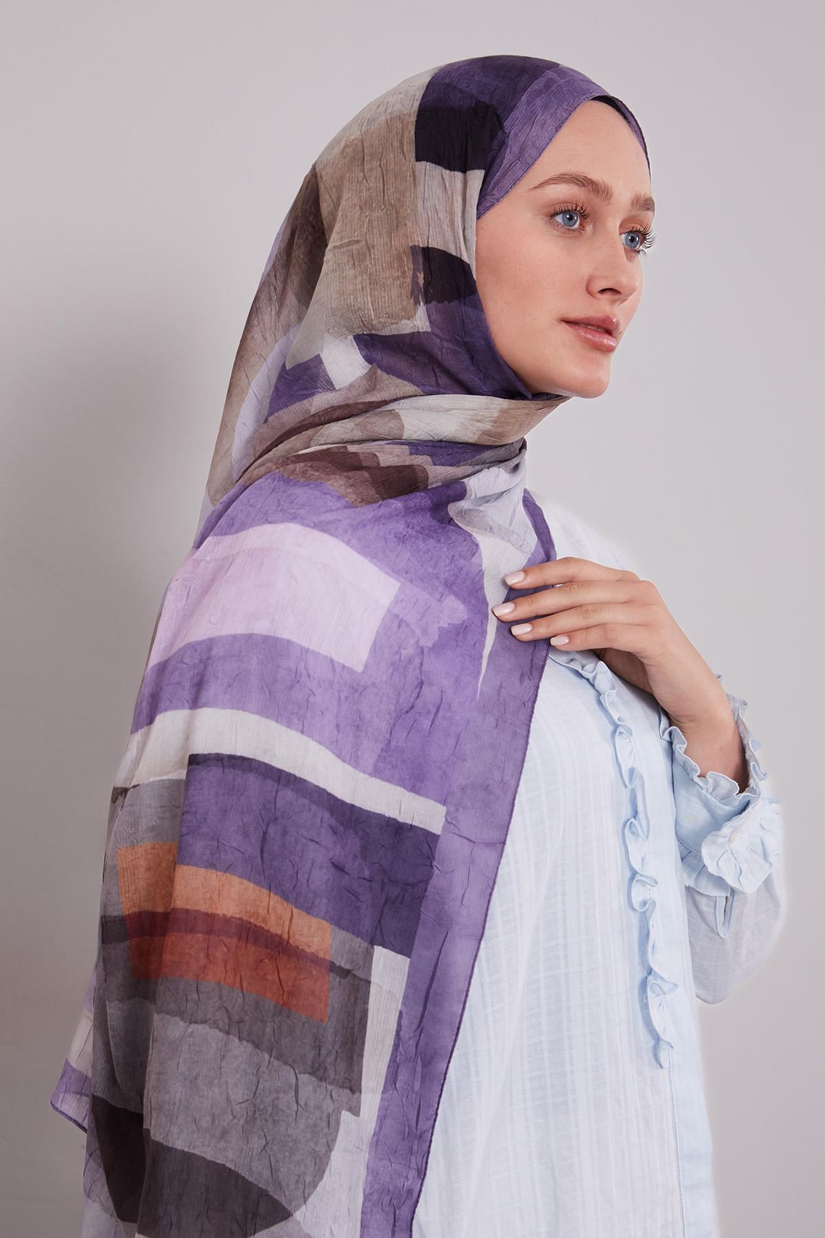 Fivescarf A.Mor Geometrik Desen Craze Comfort Şal