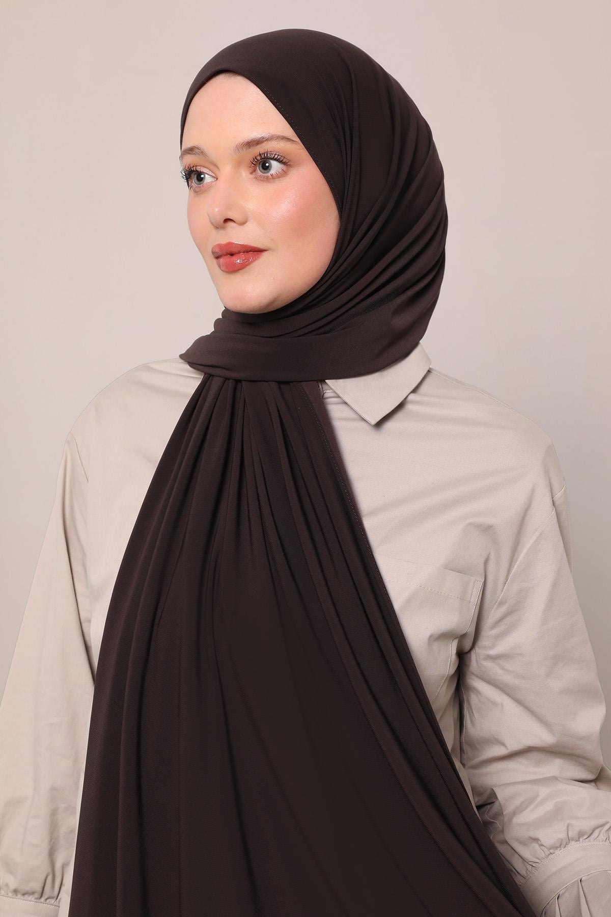 Fivescarf Acı Kahve Düz Premium Jersey Şal