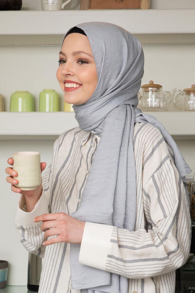 Fivescarf Açık Gri Junset Şal