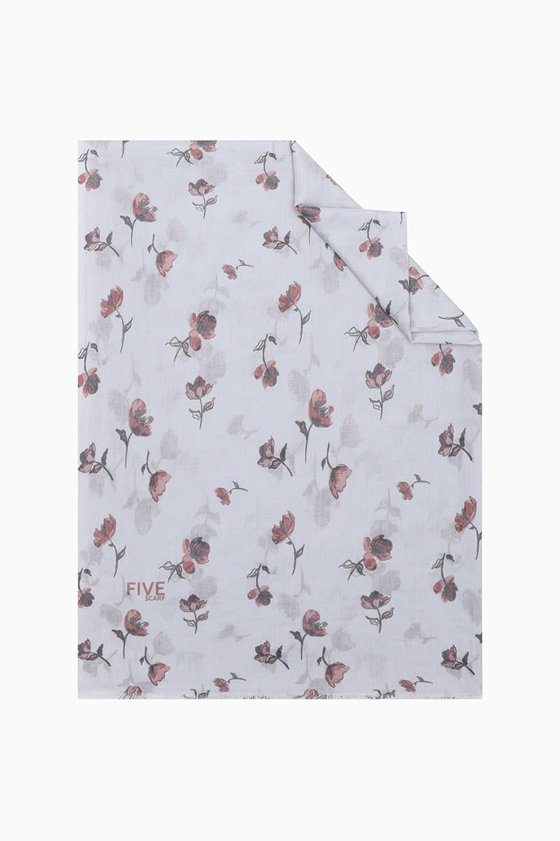 Fivescarf Açık Gri Relax Gelincik Şal