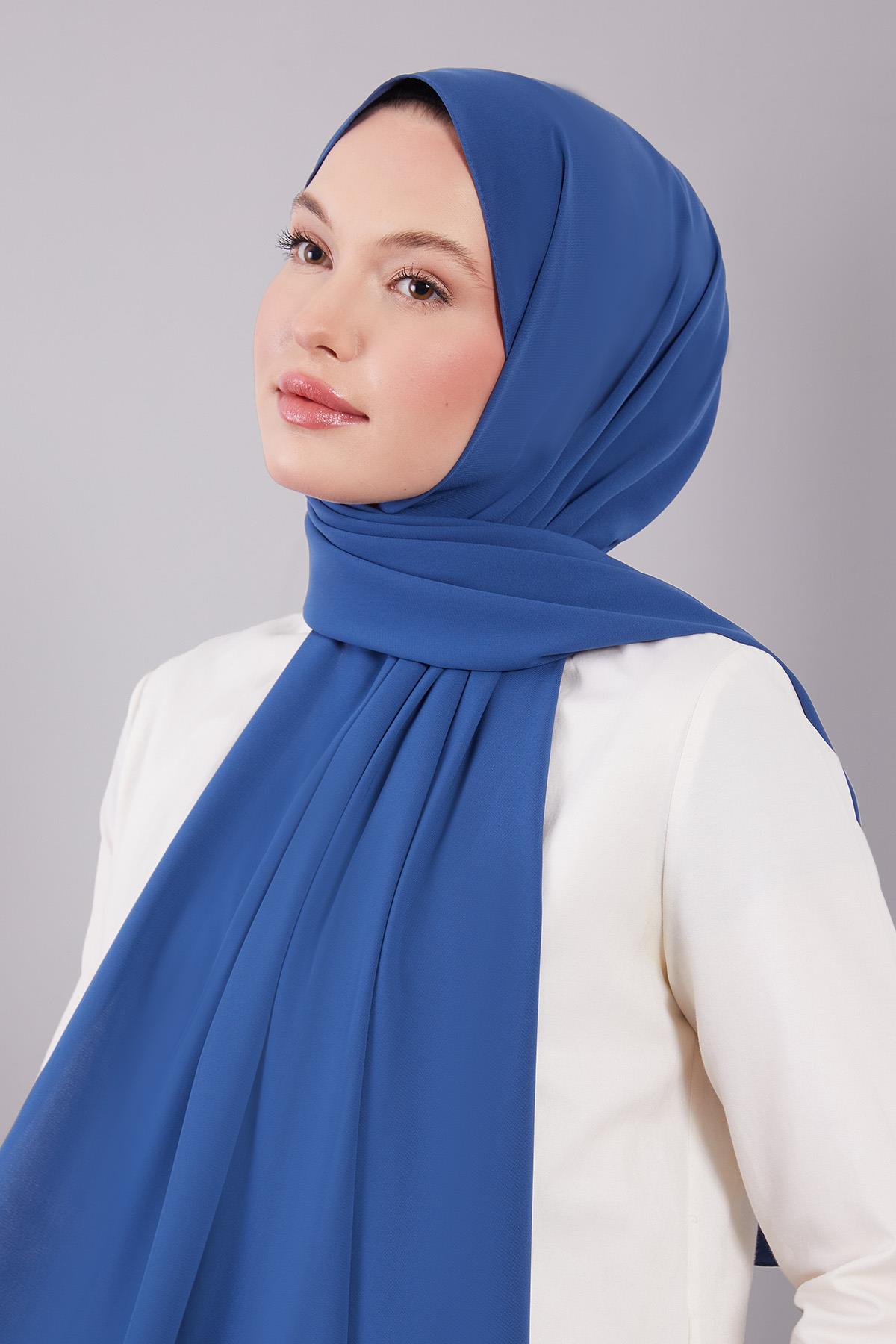 Fivescarf Açık Lacivert Medine İpeği Şal
