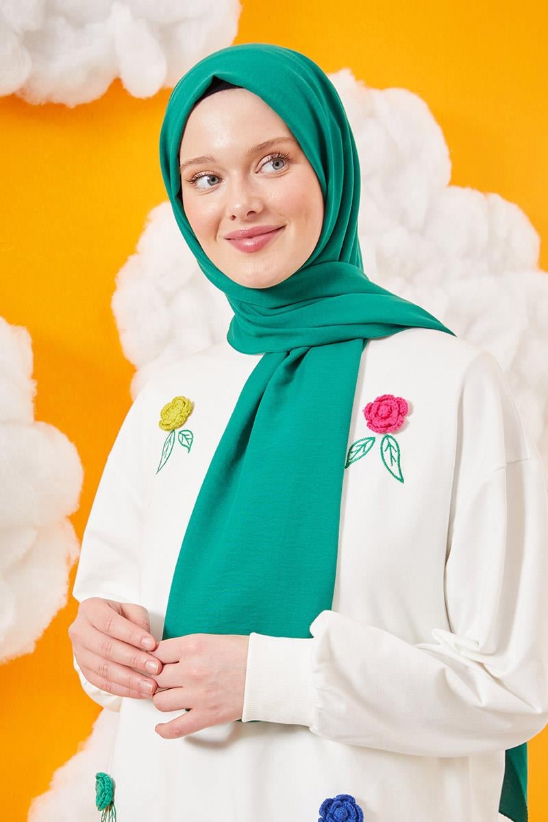 Fivescarf Açık Zümrüt Yeşili Pamuk Cazz Şal