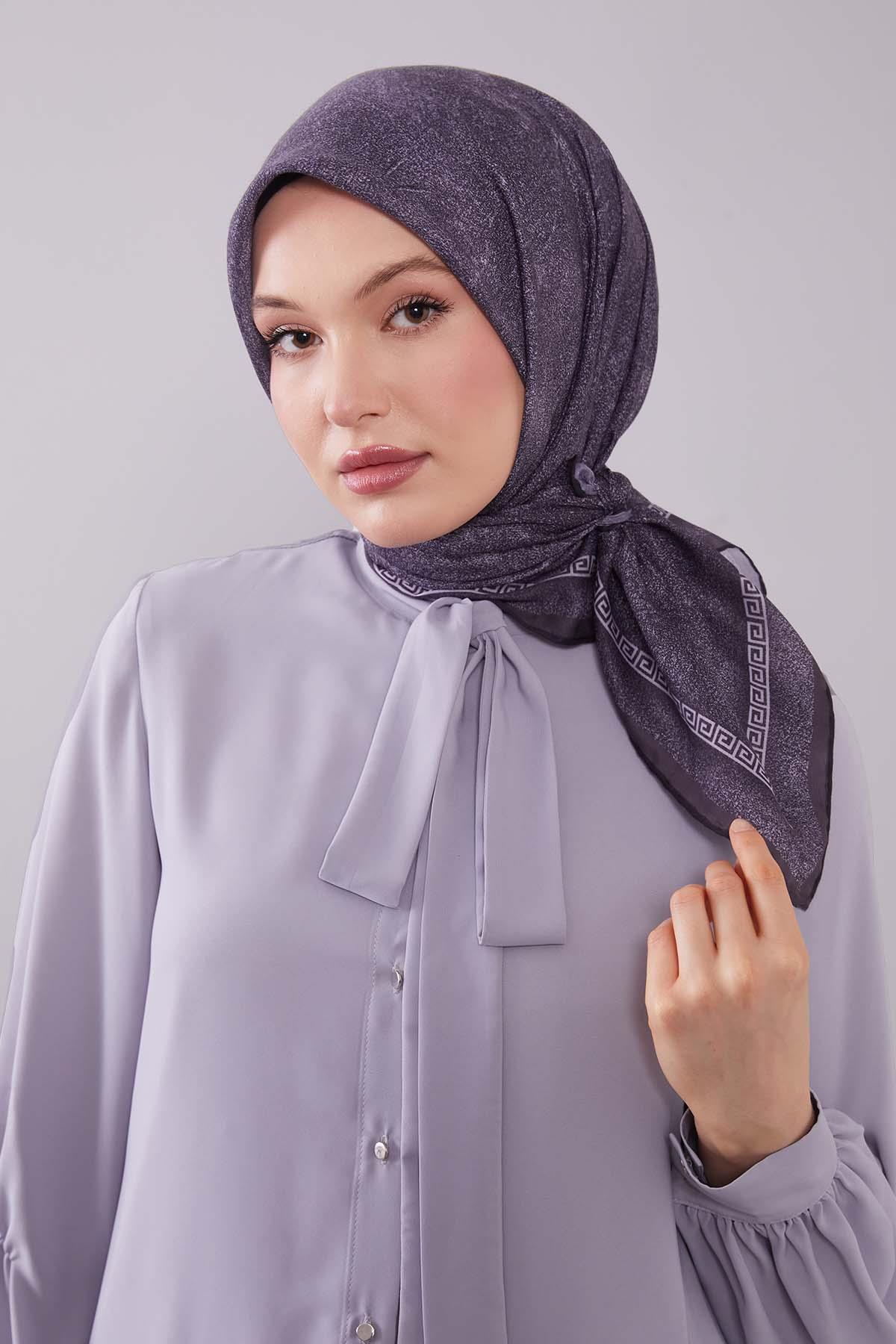 Fivescarf Antrasit Kenar Motifli Silk Cotton Eşarp