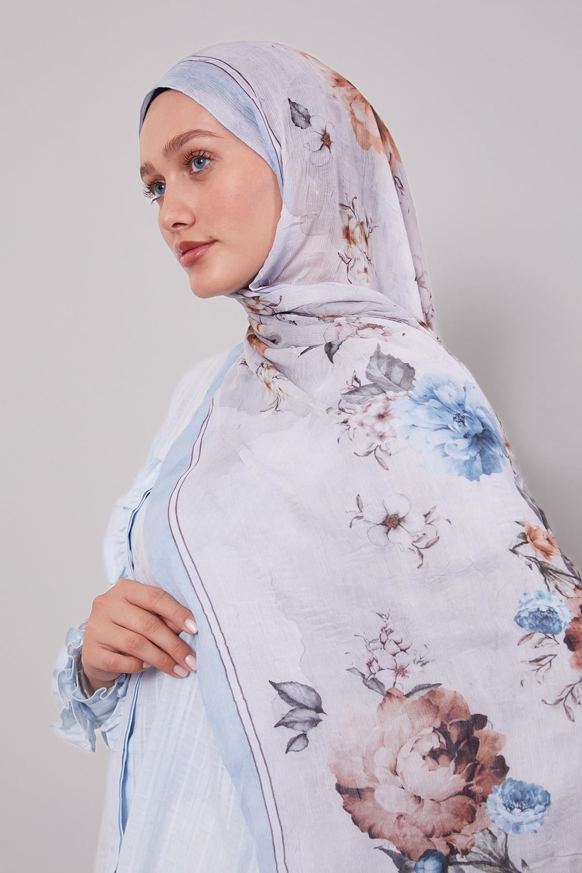 Fivescarf Bebe Mavisi Çicekli Craze Comfort Şal