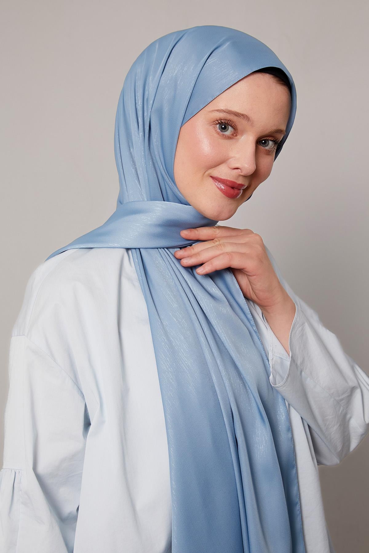 Fivescarf Bebe Mavisi Parıltılı Lüx Diamond Şal
