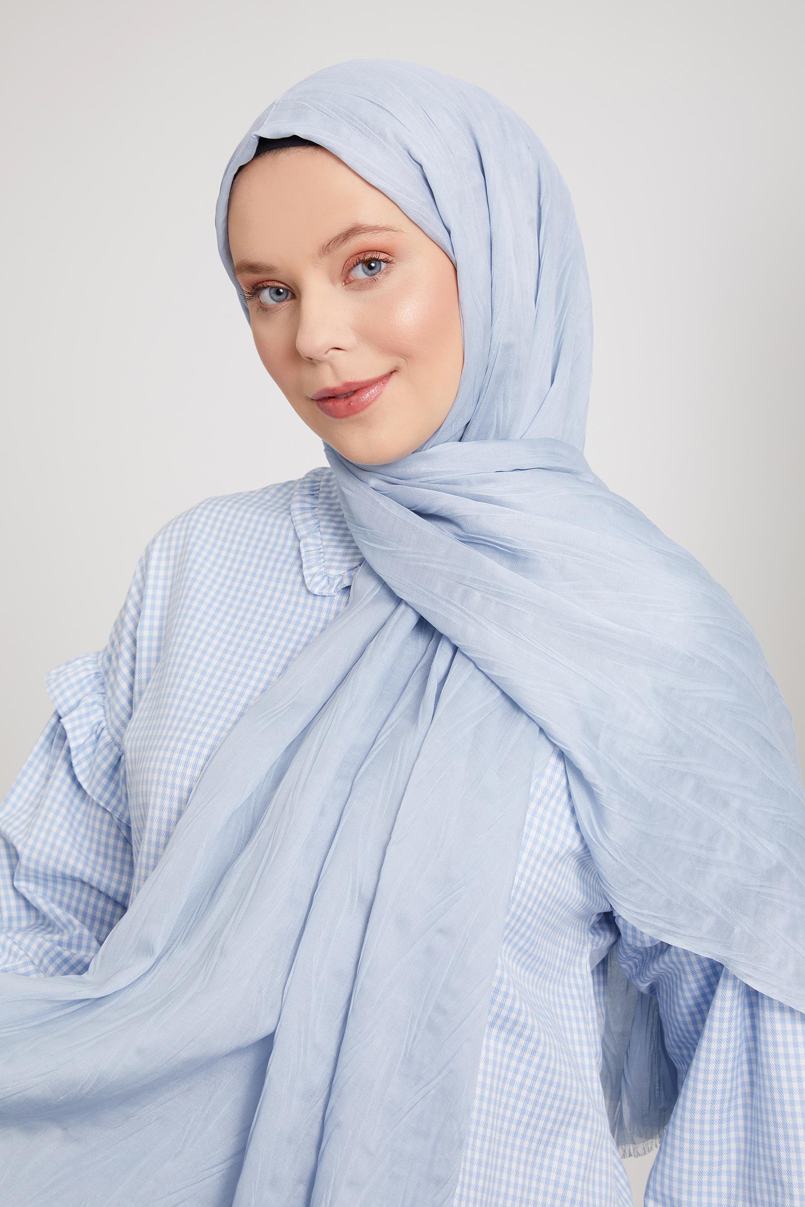 Fivescarf Bebe Mavisi Pliseli Pamuklu Şal