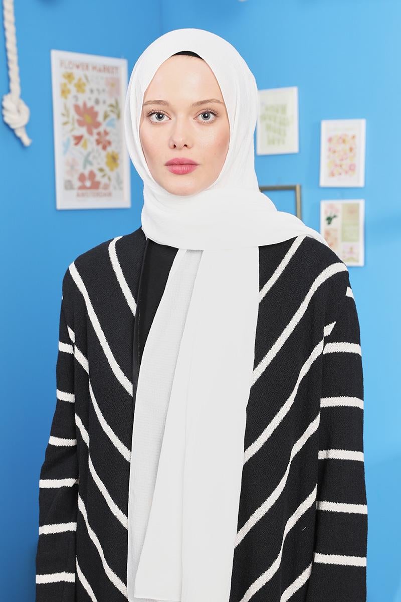 Fivescarf Beyaz Harmoni Şal