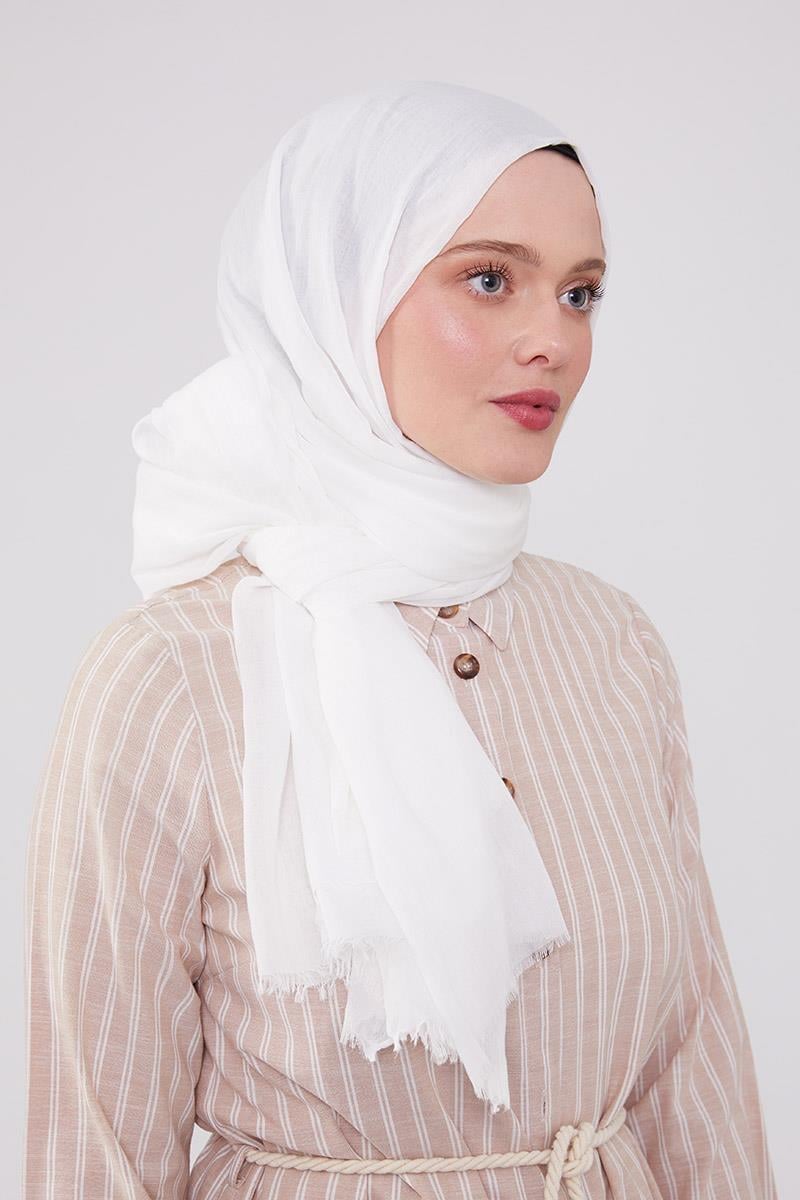 Fivescarf Beyaz Olay Pamuk Şal