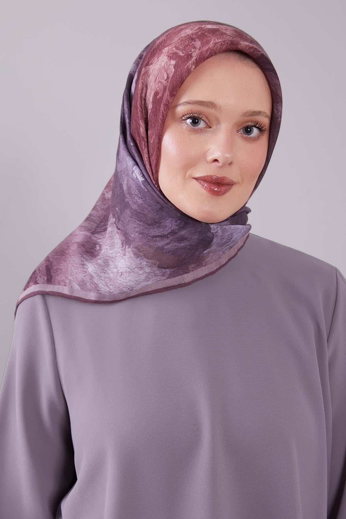 Fivescarf Bordo Dalga Desen Silk Coton Eşarp
