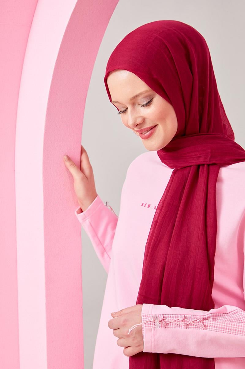 Fivescarf Bordo Olay Pamuk Şal