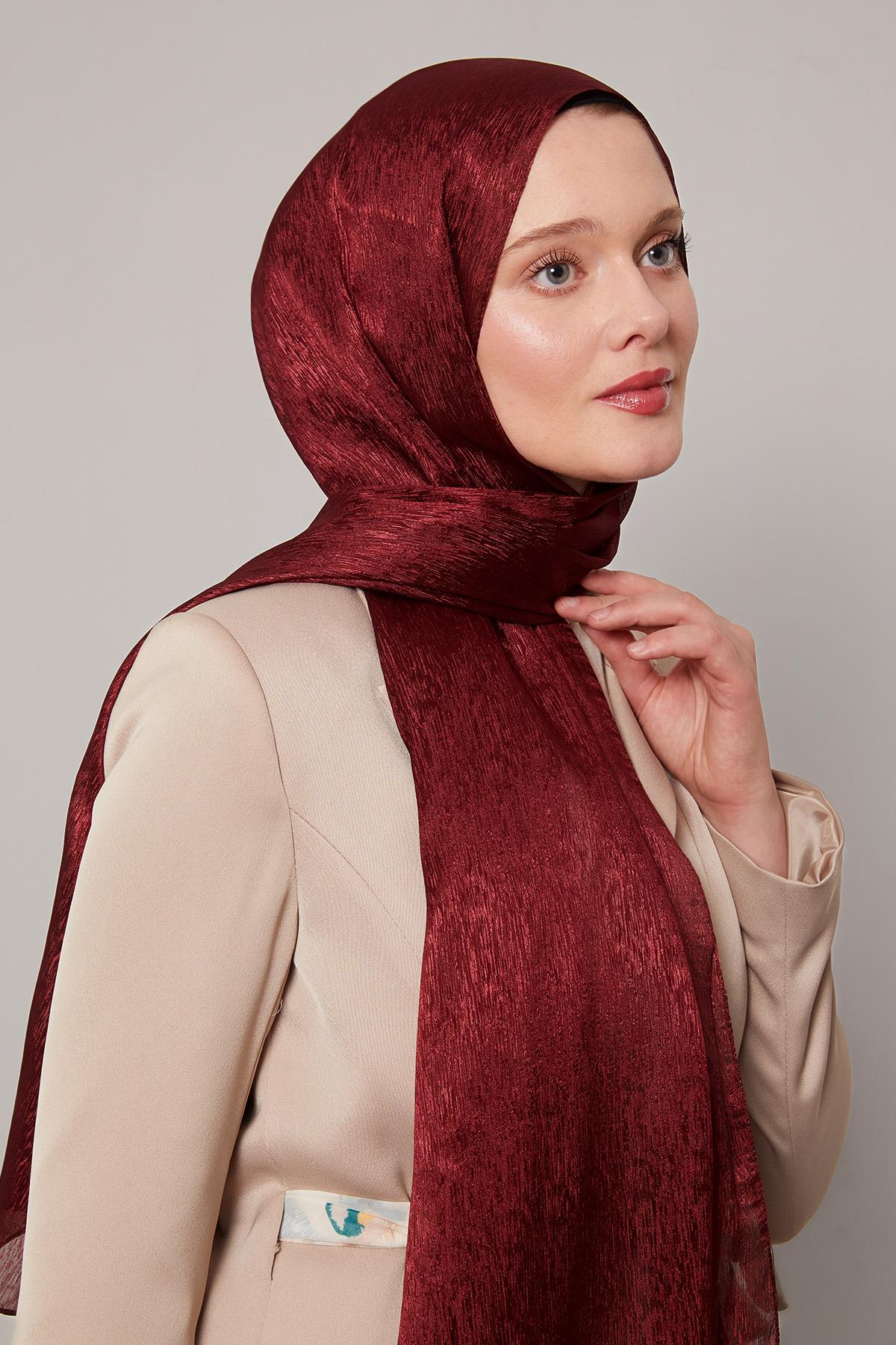 Fivescarf Bordo Simli Diamond Şal
