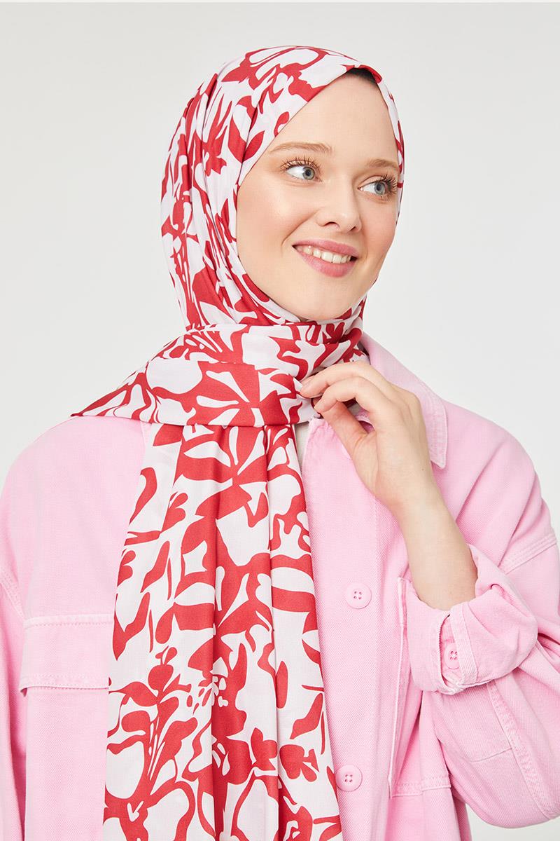 Fivescarf Bordo Yonca Desen Mono Şal