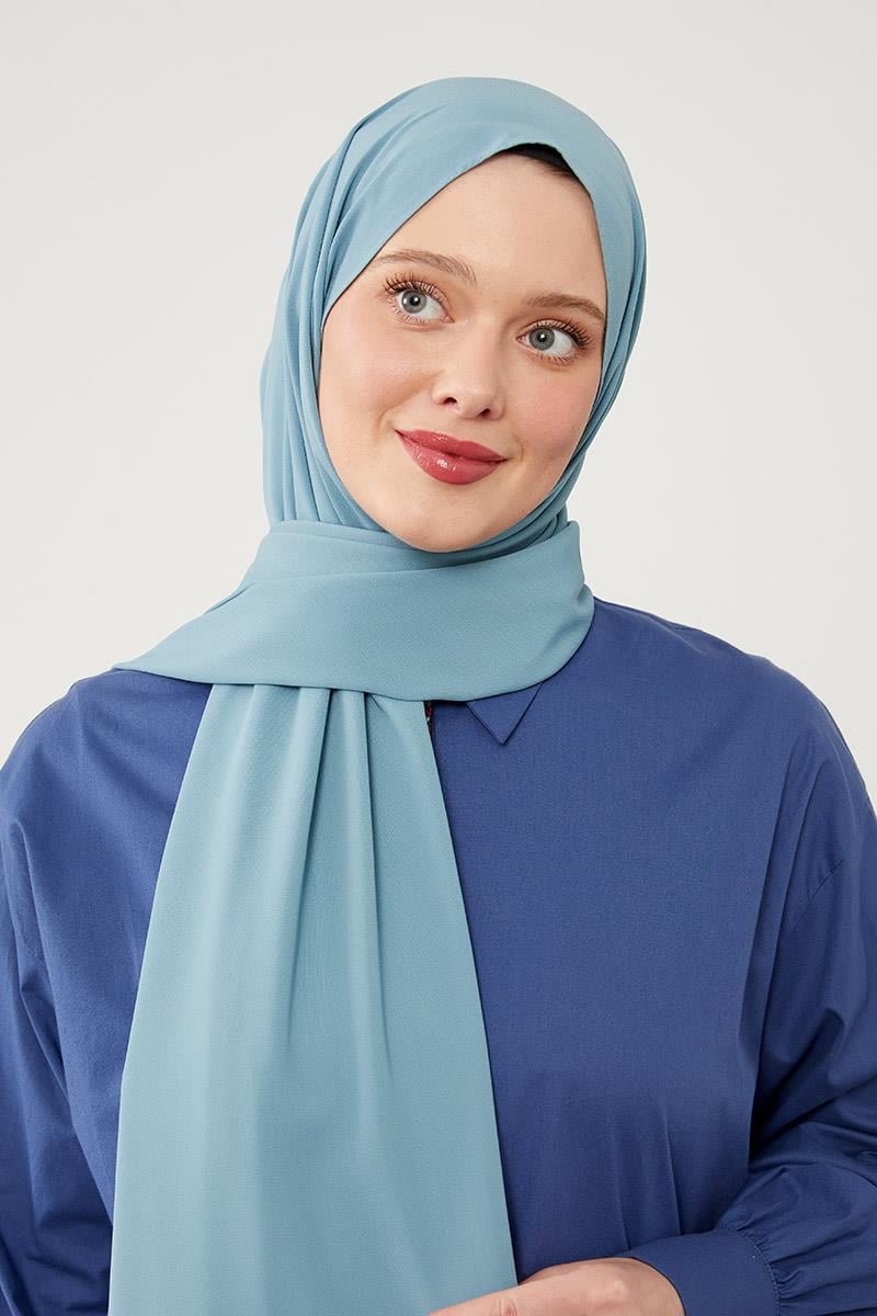 Fivescarf Buz Mavisi Medine İpeği Şal
