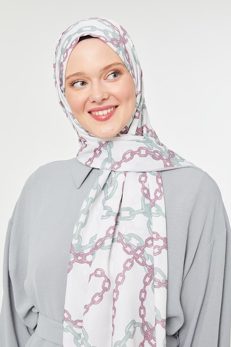 Fivescarf Çağla Yeşili Zincir Desen Mono Şal