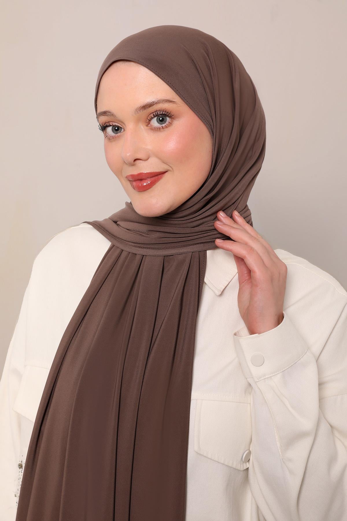 Fivescarf Çikolata Kahve Düz Premium Jersey Şal