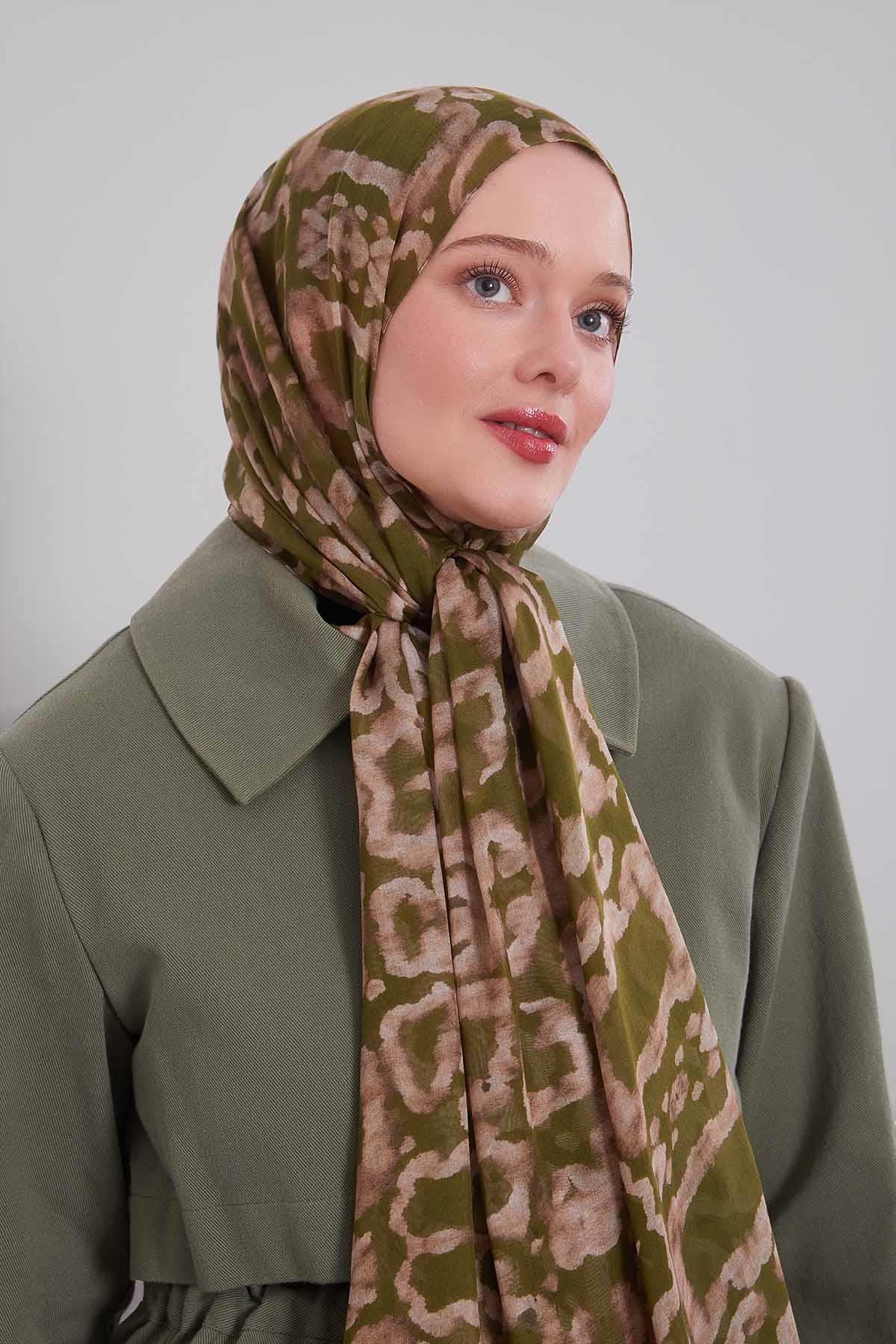 Fivescarf Çimen Yeşili Leopar Desen Vivian Şal