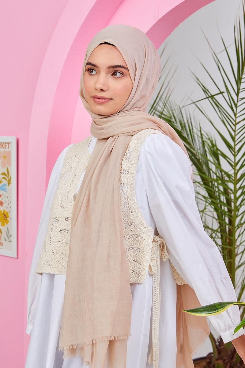 Fivescarf Ekru Olay Pamuk Şal