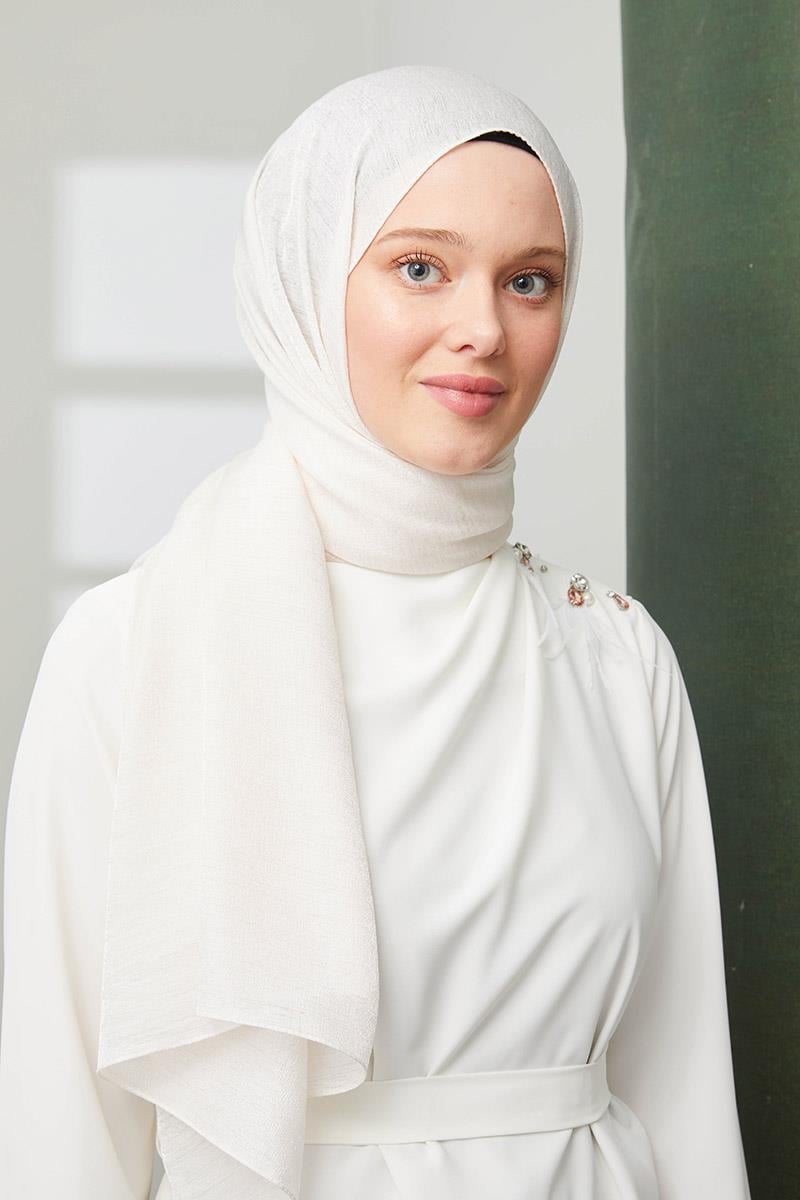 Fivescarf Ekru Pırıltı Şal
