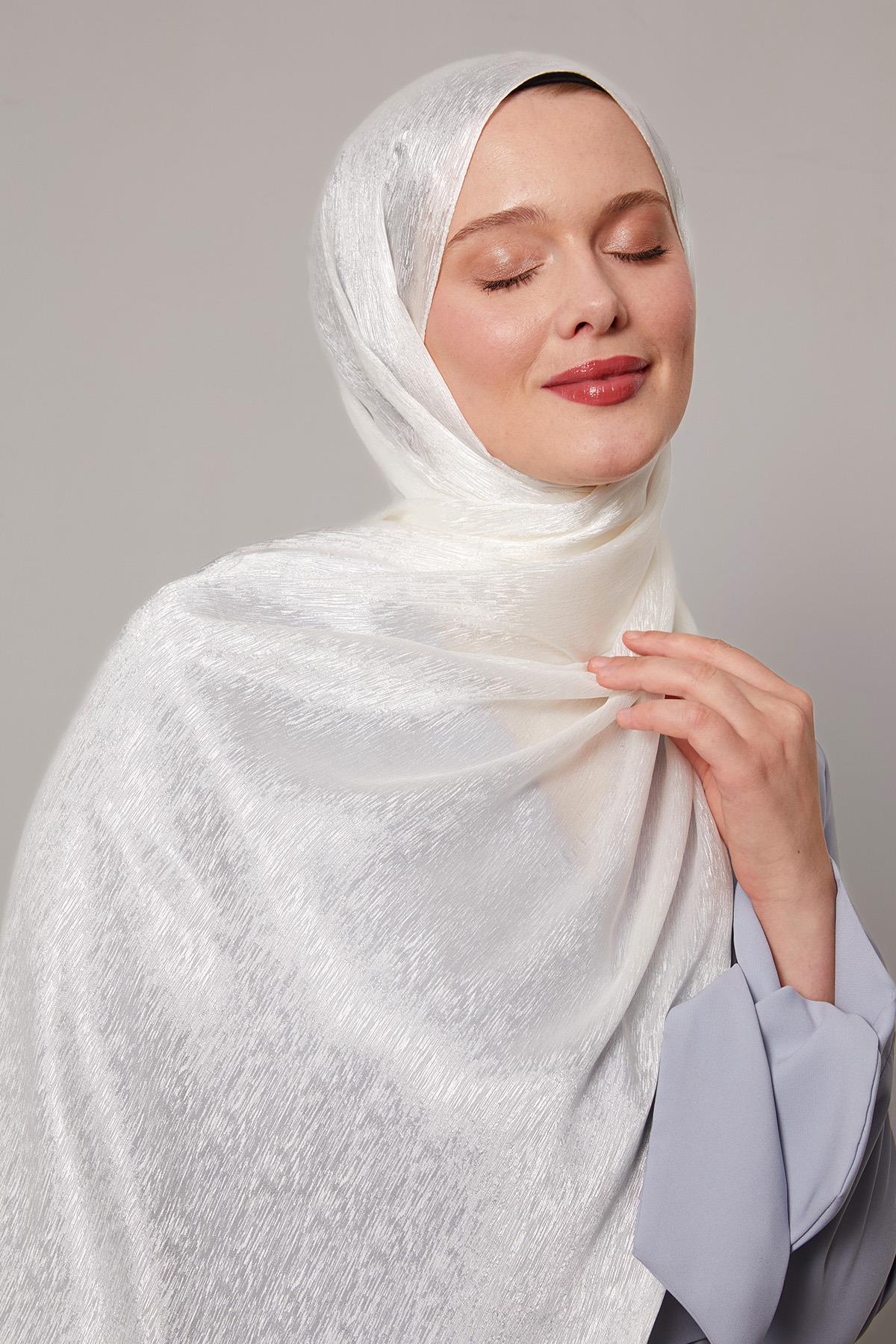 Fivescarf Ekru Simli Diamond Şal