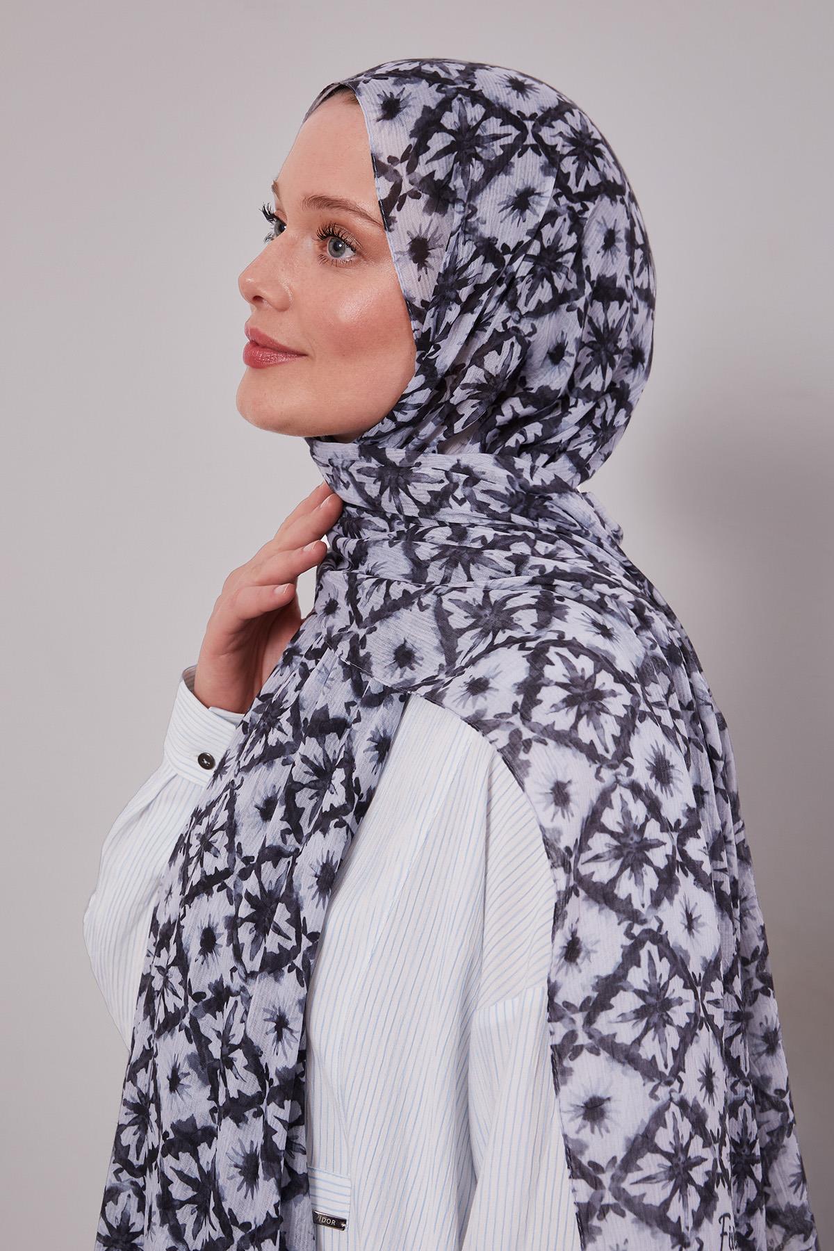 Fivescarf Füme Kar Tanesi Desenli Craze Comfort Şal