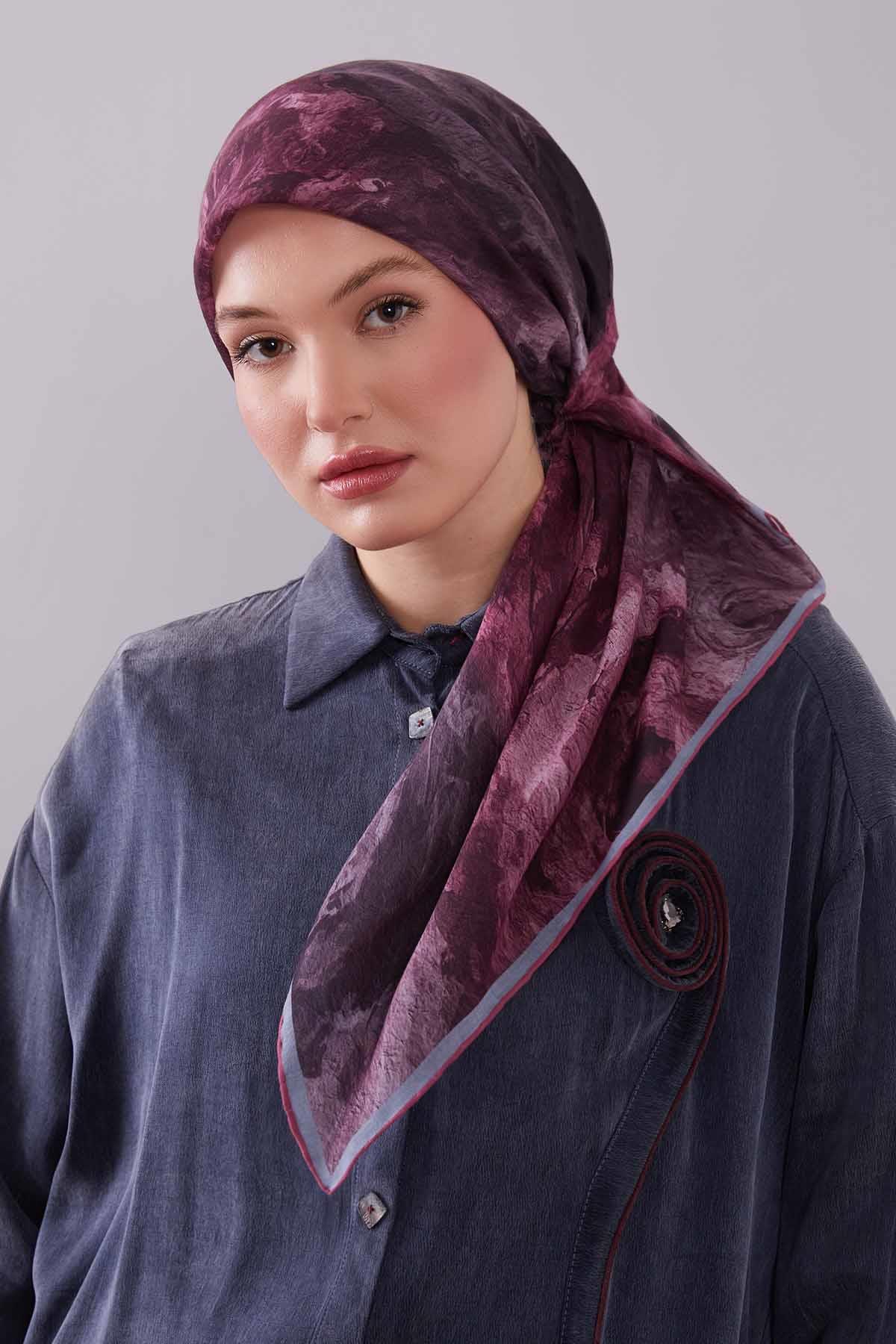 Fivescarf Fuşya Dalga Desen Silk Coton Eşarp