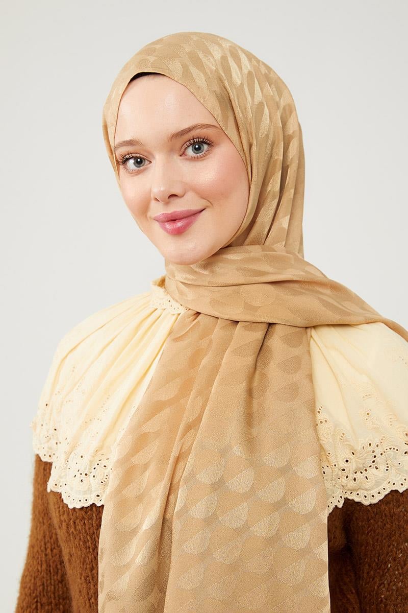 Fivescarf Gold Ay Desen Jakarlı Elegance Şal