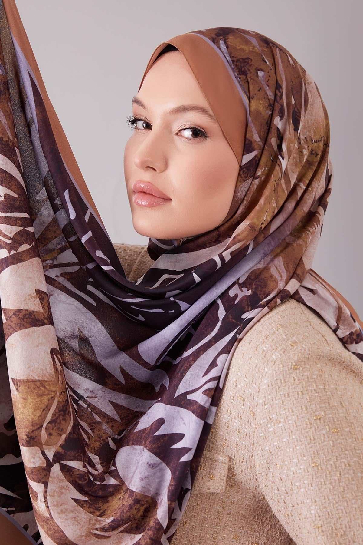 Fivescarf Gold Geometrik Desen Moos Chrep Şal