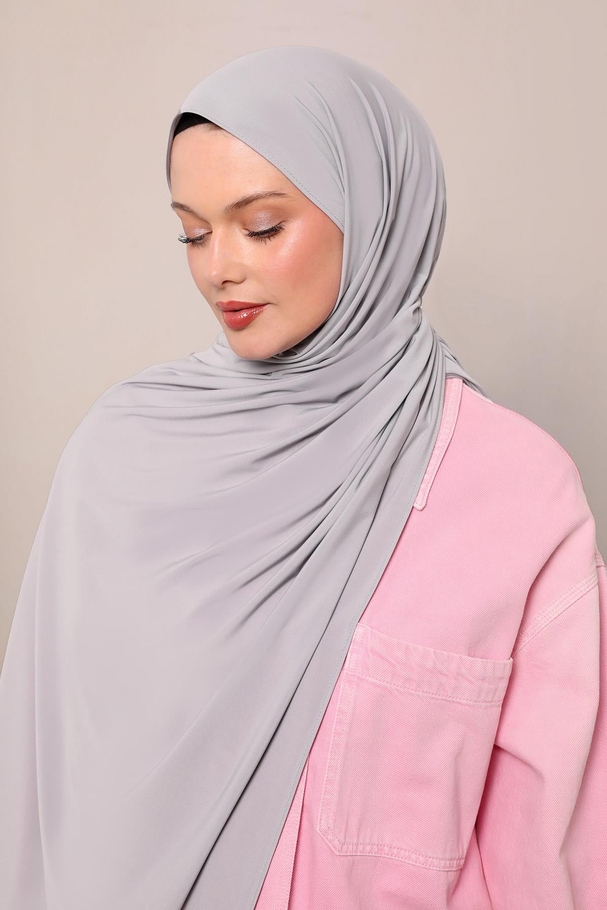 Fivescarf Gri Düz Premium Jersey Şal