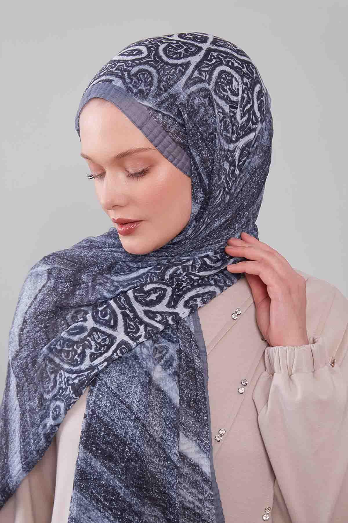 Fivescarf Gri Karışık Müslin Cotton Şal