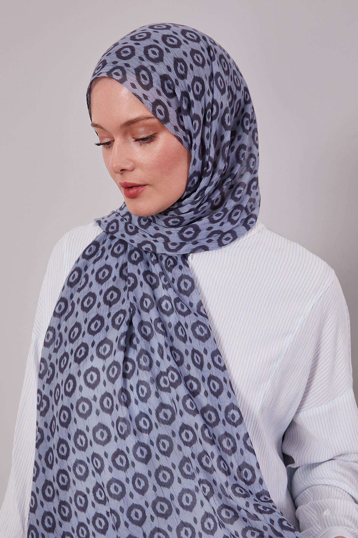 Fivescarf Gri Micro Desenli Craze Comfort Şal
