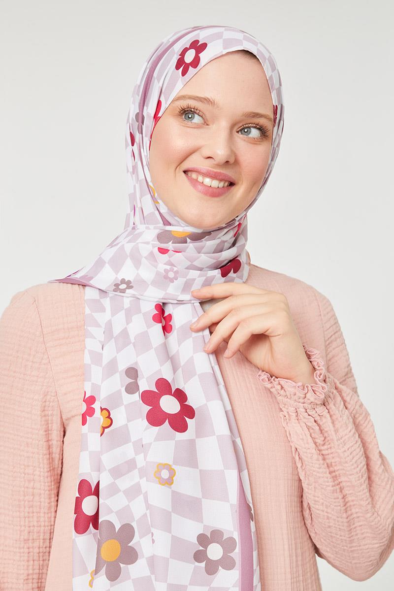 Fivescarf Gül Çiçek Desen Mono Krep Şal