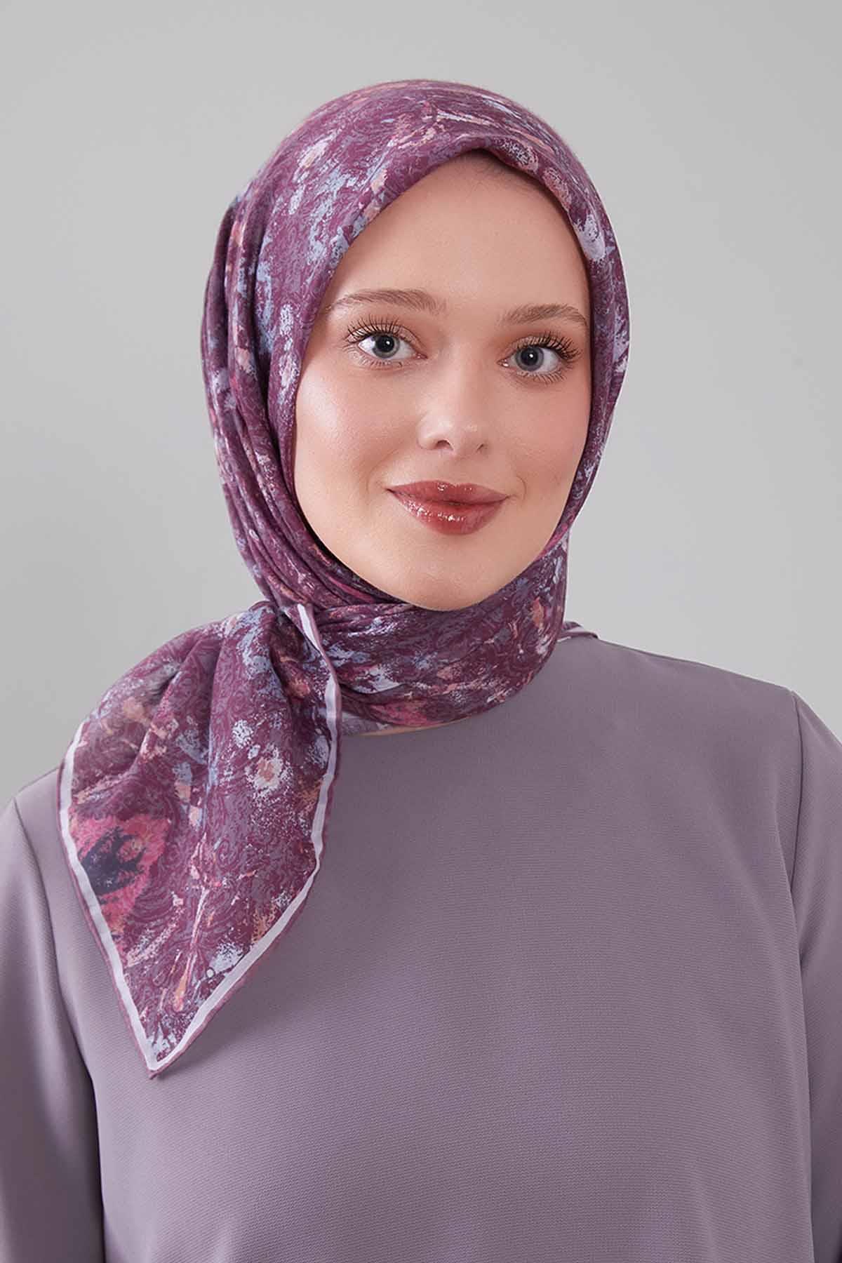 Fivescarf Gül Retro Çiçek Desen Silk Coton Eşarp