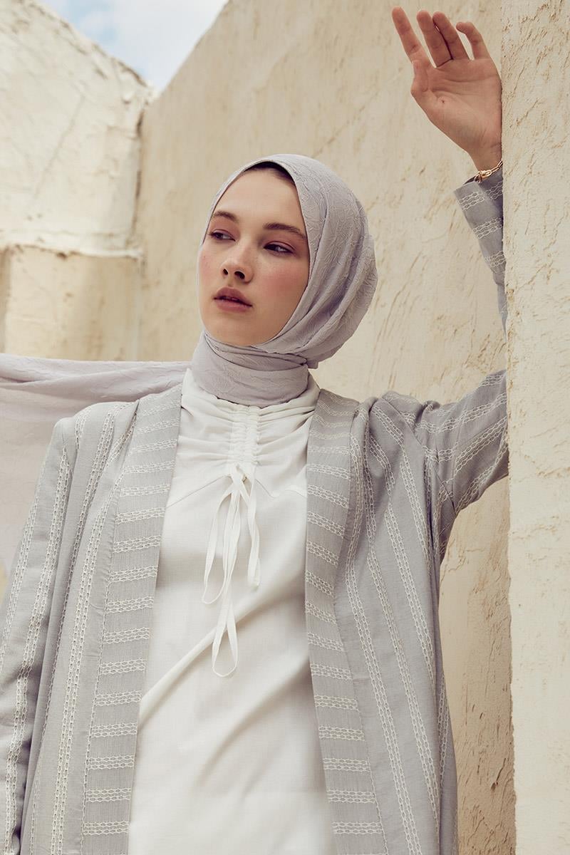 Fivescarf Gümüş Kraş Krep Şal