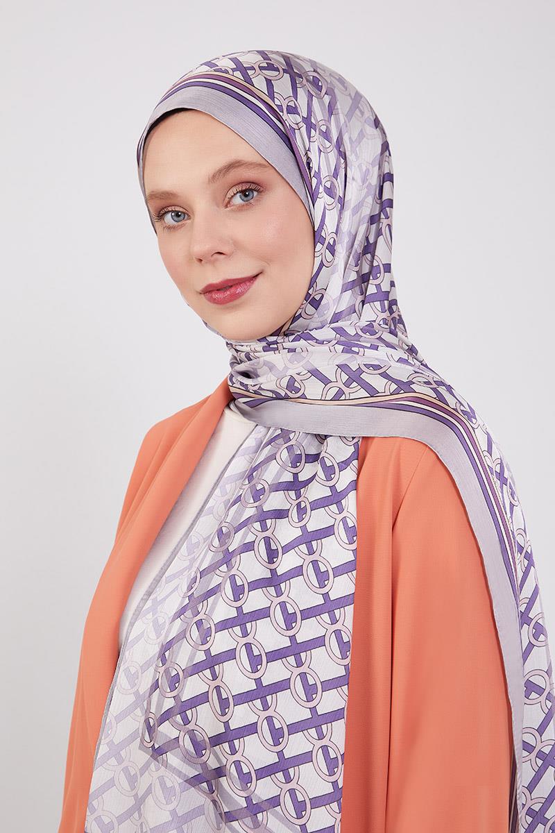 Fivescarf Gümüş Şeritli Halka Desen Brand Şal