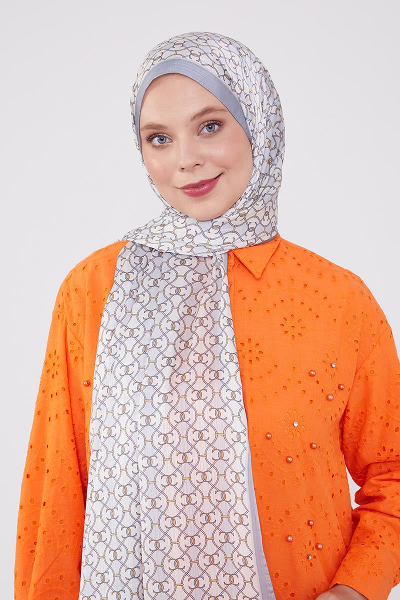 Fivescarf Gümüş Zincir Desen Brand Şal