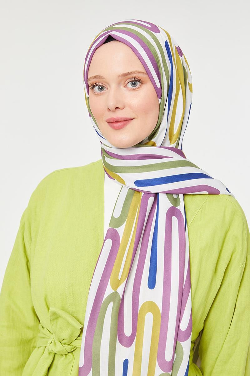 Fivescarf Haki Ataç Desen Mono Krep Şal
