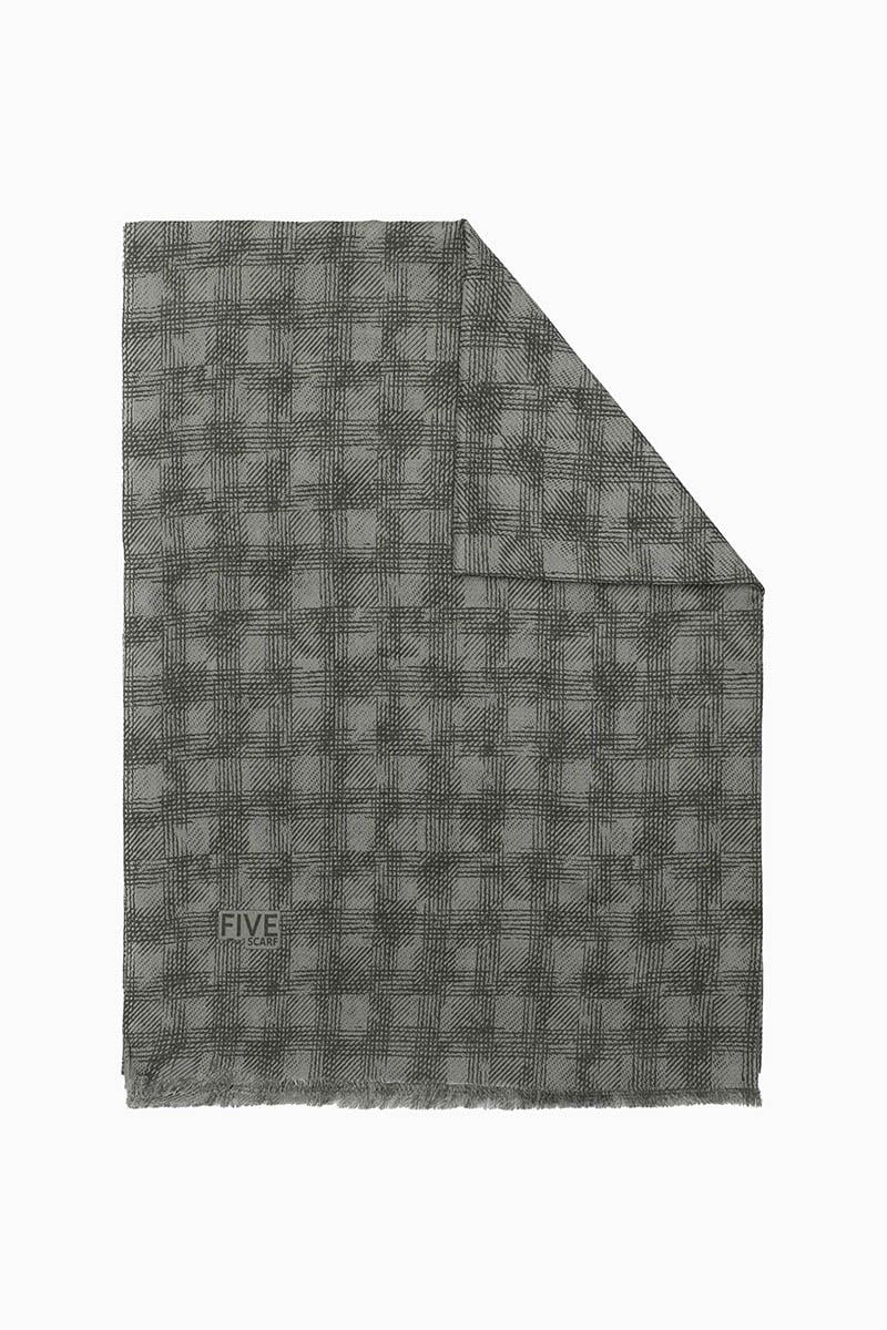 Fivescarf Haki Relax Ekose Desen Şal