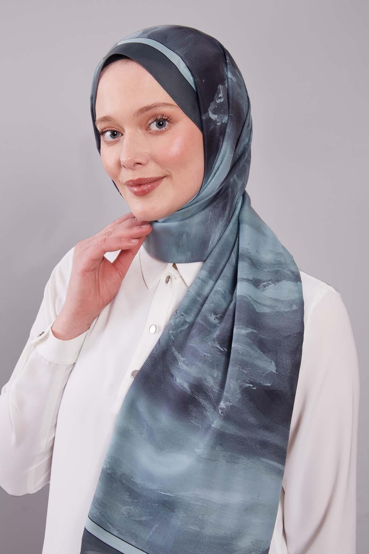 Fivescarf Haki-Yeşil Soyut Desen Clover Şal