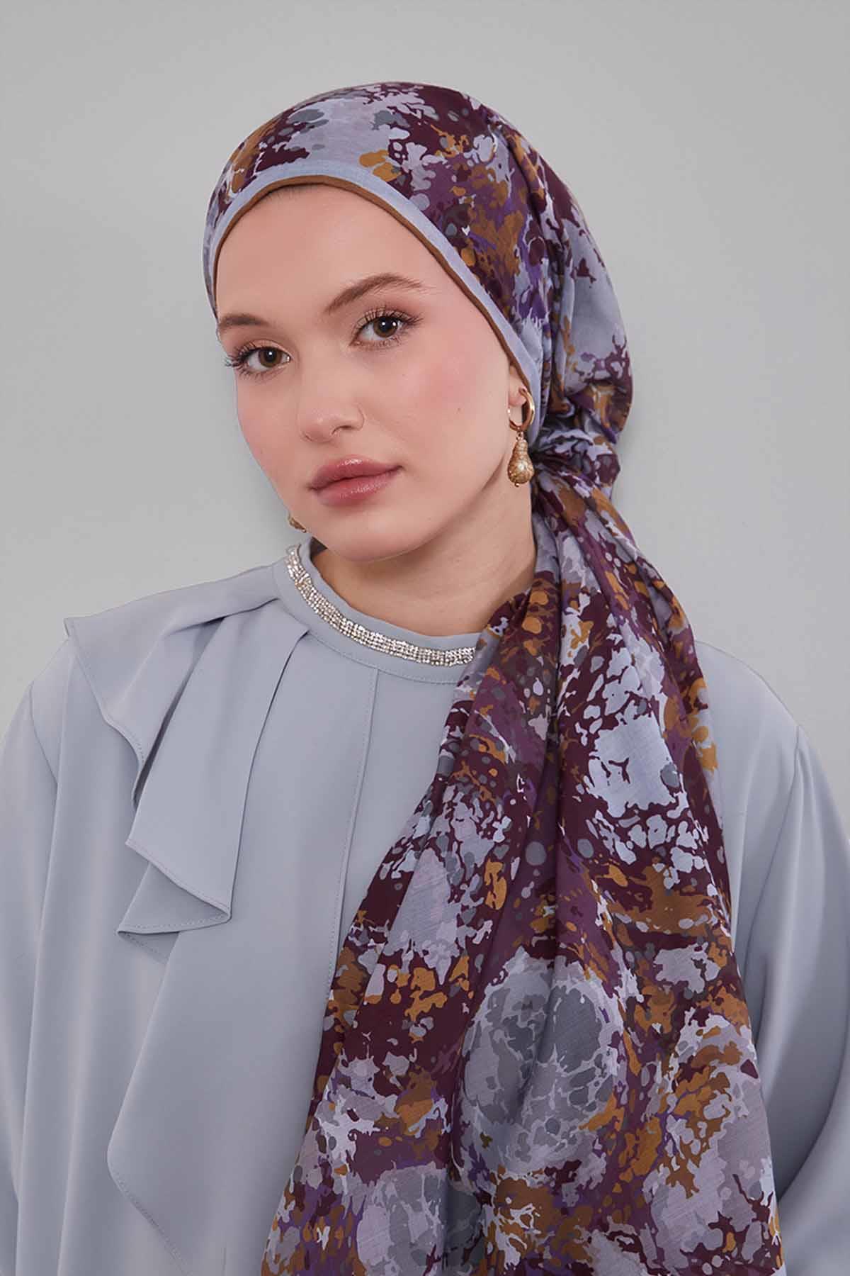 Fivescarf Hardal Damla Desen Silk Coton Eşarp