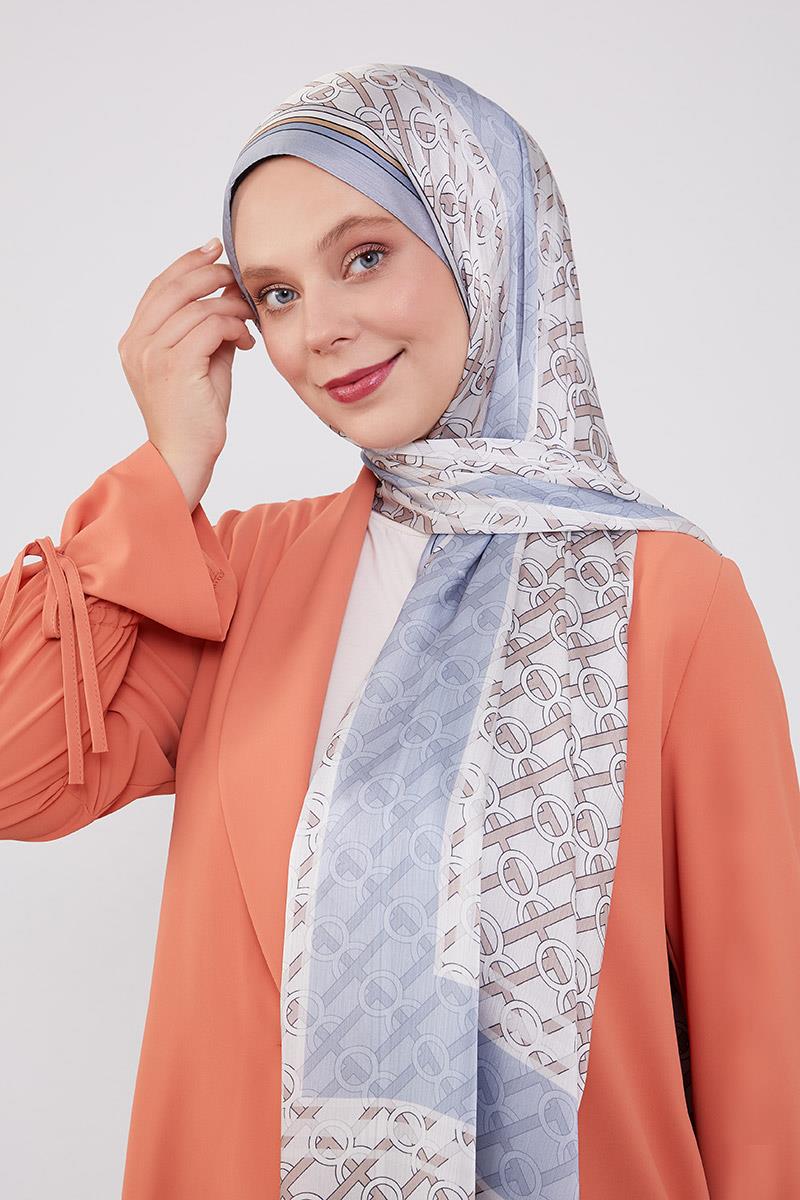 Fivescarf İndigo Şeritli Halka Desen Brand Şal