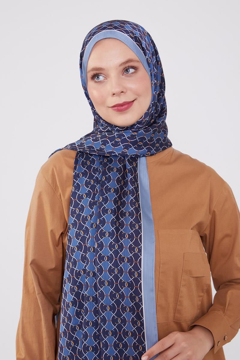 Fivescarf İndigo Zincir Desen Brand Şal