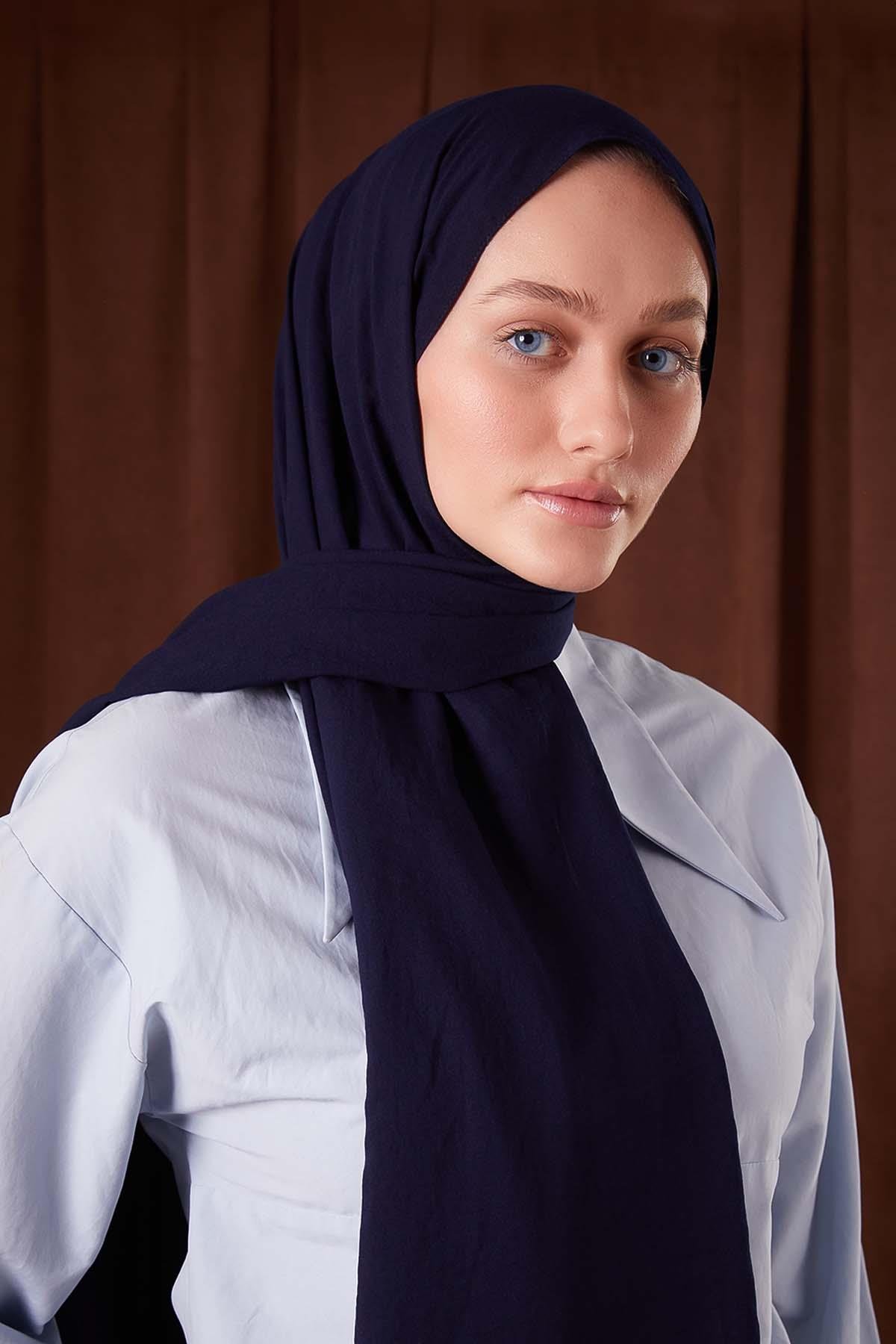 Fivescarf K.Lacivert Düz Luna Cotton Şal