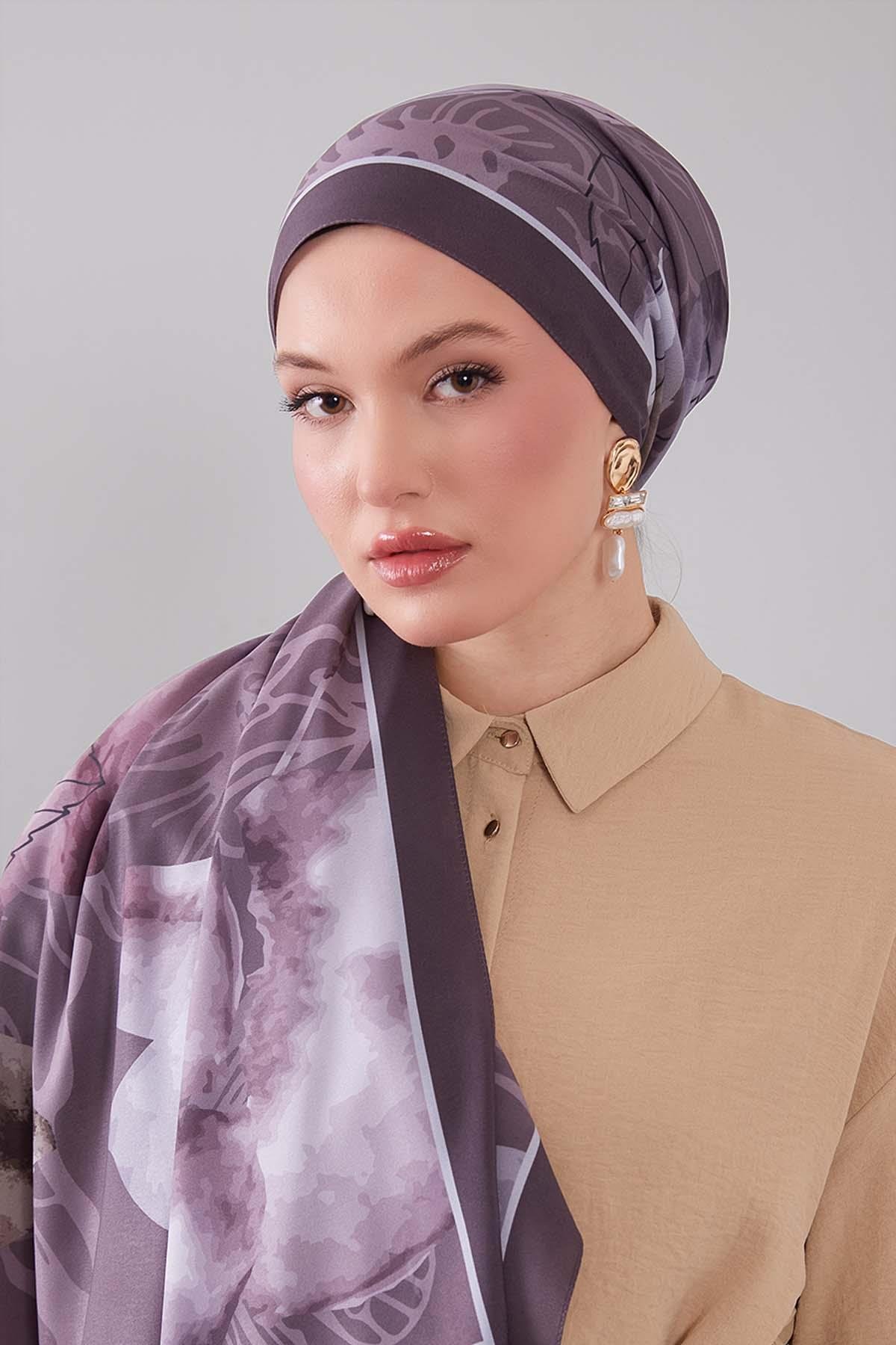 Fivescarf K.Bordo Akvarel Yaprak Desen Moos Chrep Şal