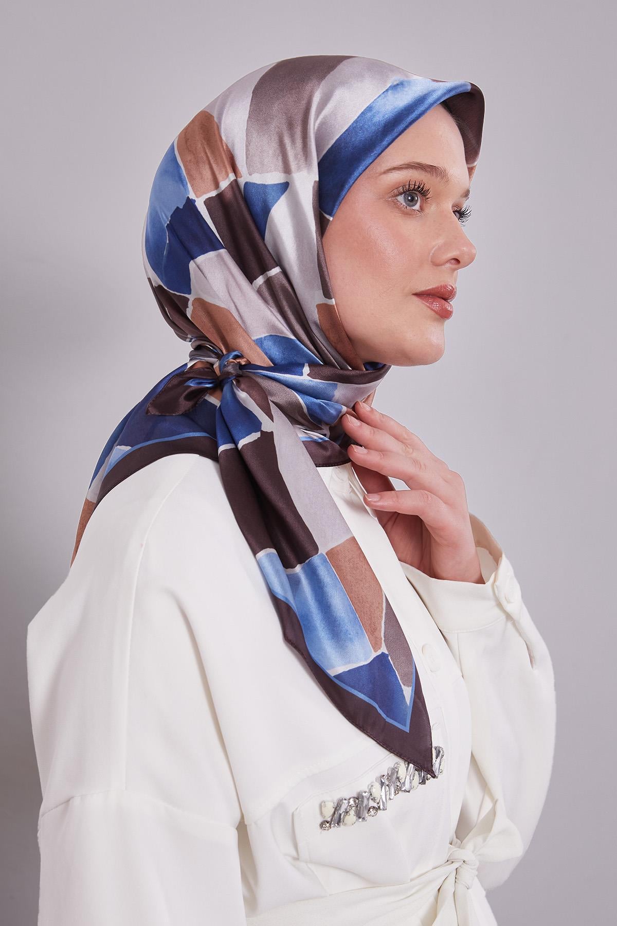 Fivescarf K.Bordo Geometrik Desen Kristal Eşarp