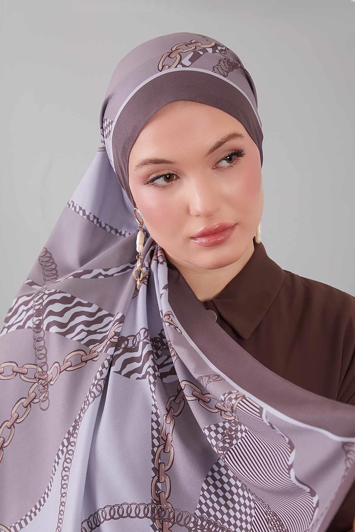 Fivescarf K.Vizon Gold Zincir Desen Moos Chrep Şal