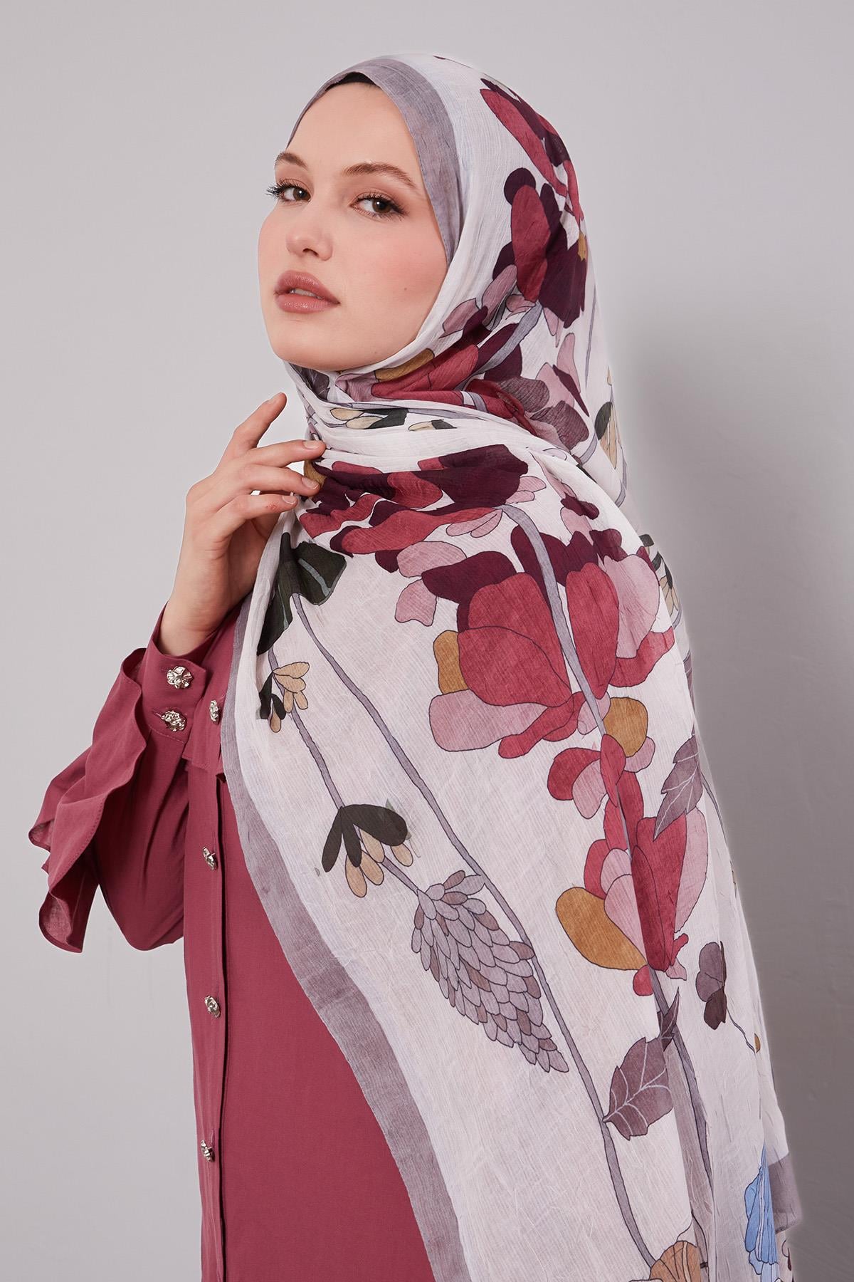 Fivescarf K.Vizon Büyük Çiçek Desenli Craze Comfort Şal