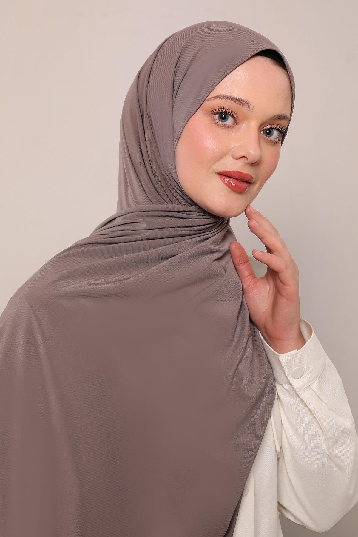 Fivescarf Kahve Düz Premium Jersey Şal