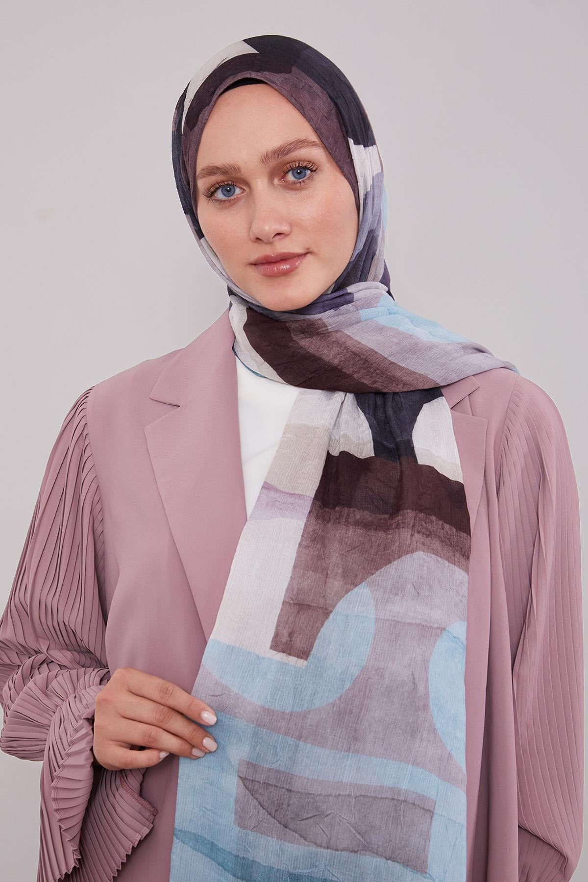 Fivescarf Kahve Geometrik Desen Craze Comfort Şal