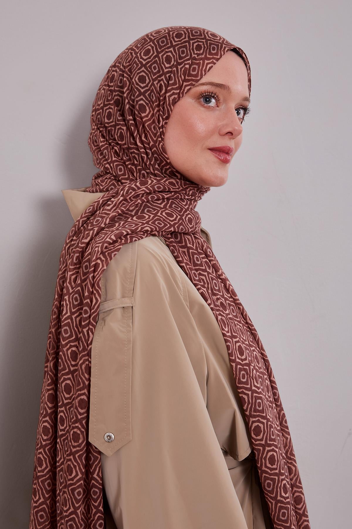 Fivescarf Kahve Karo Desenli Craze Comfort Şal