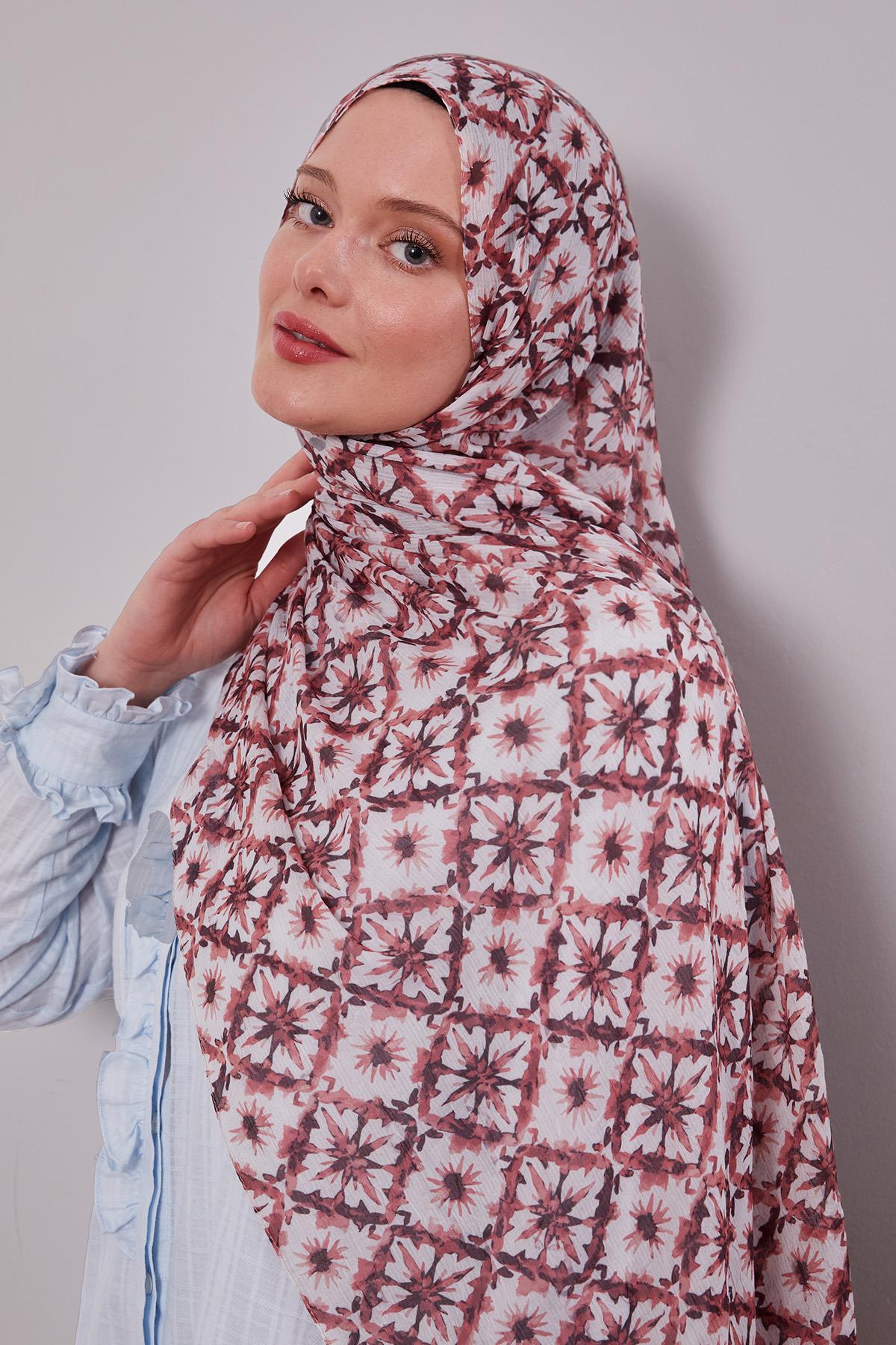 Fivescarf Kiremit Kar Tanesi Desenli Craze Comfort Şal